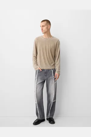 Bershka Jeans Baggy Con Frange Uomo 44 (Eu 38)