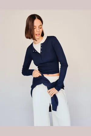 Bershka Maglietta A Maniche Lunghe Collo Serafino Donna L