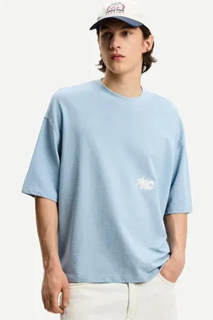 Bershka Maglietta A Maniche Corte Boxy Con Struttura Ricamata Uomo M