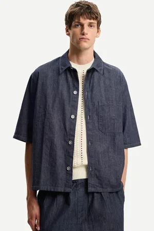 Bershka Camicia A Maniche Corte In Denim Uomo M