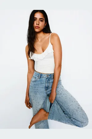 Bershka Top Con Spalline E Volant Donna L
