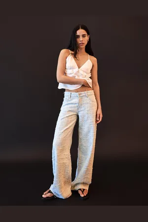 Bershka Jeans Boyfriend Con Texture Donna 40 (Eu 36)