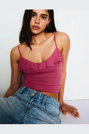 Bershka Top Con Spalline E Volant Donna S
