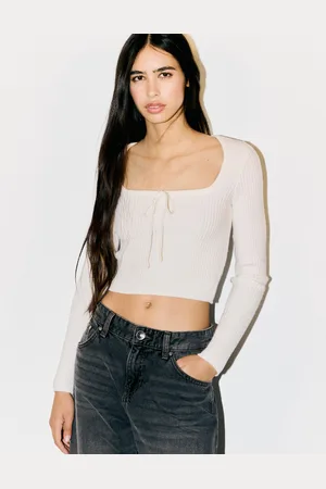 Bershka Maglia Con Scollo Quadrato E Fiocco Donna M