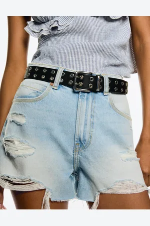 Bershka Shorts In Denim Strappati Donna 36 (Eu 32)