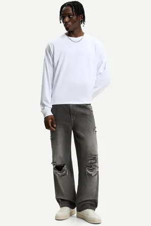 Bershka Jeans Super Baggy Strappati Uomo 46 (Eu 40)