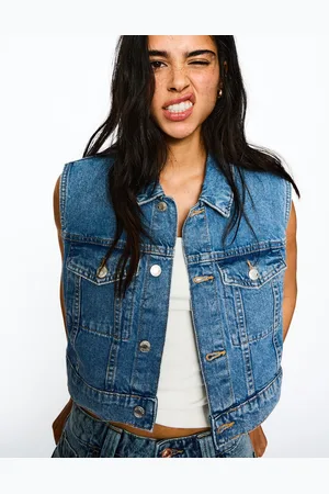 Bershka Gilet Denim Cropped Donna L