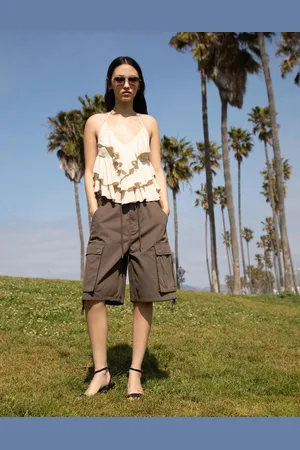 Bershka Top Con Spalline, Texture E Volant Donna Xs