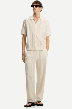 Bershka Pantaloni A Gamba Larga Con Texture Uomo Xs