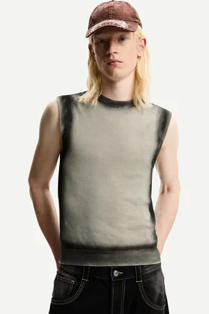 Bershka Maglietta Senza Maniche Con Contrasto Uomo Xs