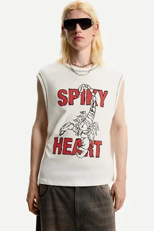 Bershka Maglietta Senza Maniche Con Stampa Effetto Slub Uomo L