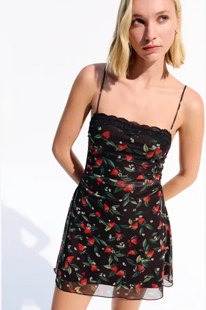 Bershka Vestito Mini In Tulle Stampato Donna M