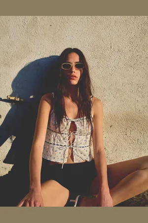 Bershka Top Con Allacciatura E Stampa Donna Xs