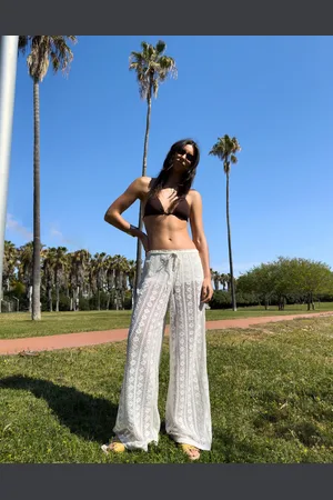 Bershka Pantaloni Wide Leg In Crochet Con Laccio Donna M