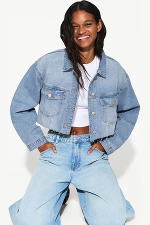 Bershka Giubbotto Denim Cropped Donna L