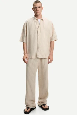 Bershka Pantaloni Wide Leg Jogger Misto Lino Uomo Xl
