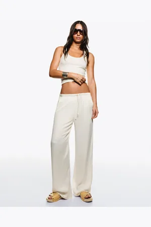 Bershka Pantaloni Wide Leg Jogger In Satin Donna S