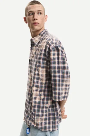 Bershka Camicia A Maniche Corte Oversize A Quadri Uomo Xxl