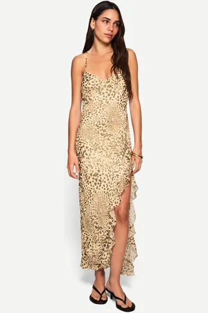 Bershka Vestito Midi Stampa Animalier Donna M