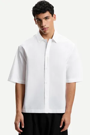 Bershka Camicia A Maniche Corte Boxy In Popeline Uomo Xl