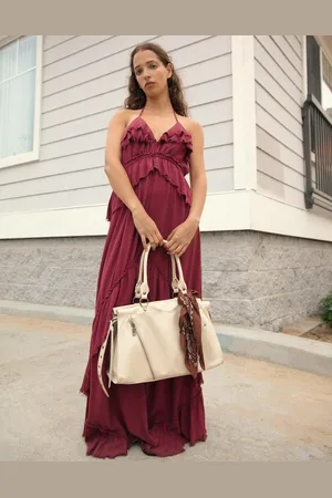 Bershka Vestito Maxi Con Texture E Volant Donna Xs
