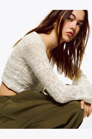 Bershka Cardigan Con Bottoni In Misto Lino Donna Xs