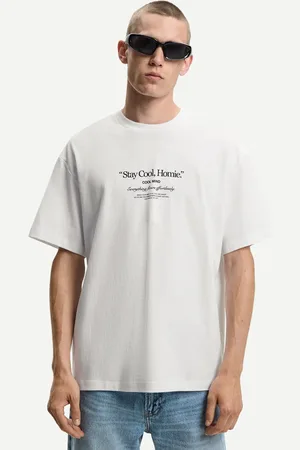 Bershka Maglietta A Maniche Corte Oversize Stampa Uomo Xl