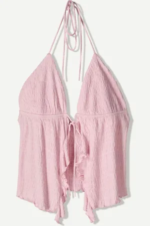 Bershka Top Halter Con Spalline E Volant Donna S
