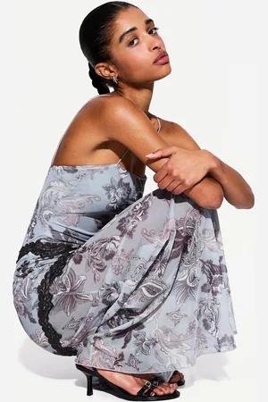 Bershka Vestito Midi In Tulle Con Pizzo Donna Xs