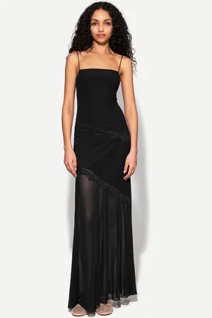 Bershka Vestito Midi In Tulle Con Pizzo Donna L