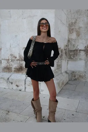 Bershka Vestito Mini A Maniche Lunghe Boho Donna S