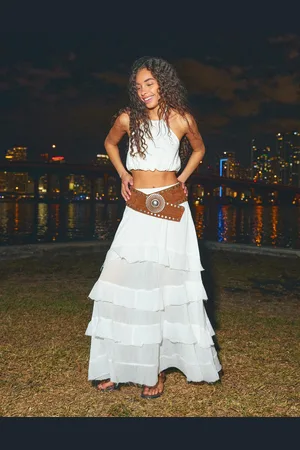 Bershka Gonna Maxi Con Volant Donna Xs