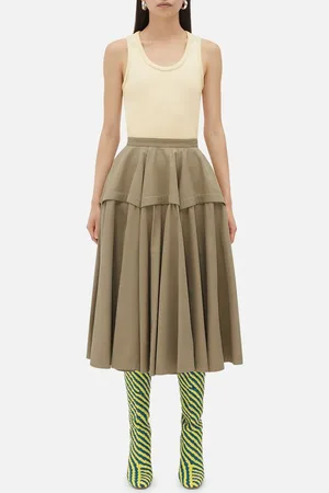 Bottega Veneta Gonna Midi Ampia In Cotone 42