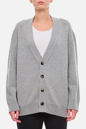 Bottega Veneta Cardigan In Cashmere Con Toppa In Pelle Intrecciata Sul Gomito S
