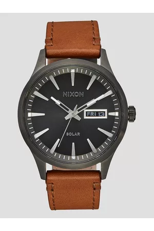 Nixon Orologi - The Sentry Solar Leather Watch grigio