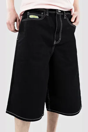 Empyre Ultra Loose Sk8 Denim W Embroidery Pantaloncini nero