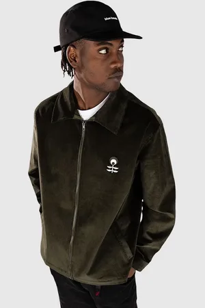 blue flowers Kyoto Corduroy Zip Up Giacca verde
