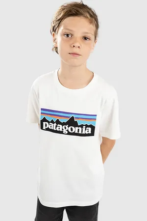 Patagonia P-6 Logo Kids T-Shirt bianco