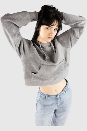 Ninth Hall Boxy Crop Reverse Terry Felpa con Cappuccio grigio