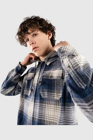 Empyre Browser Hooded Flannel Camicia blu