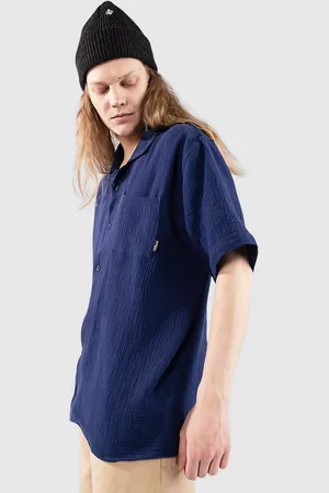 Blue Tomato Plain Linen Camicia blu