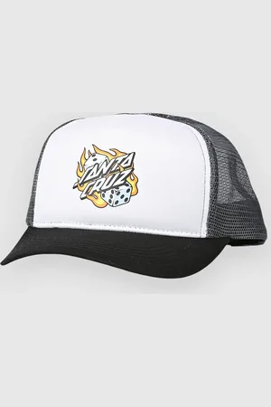 Santa Cruz Flaming Dice Dot Meshback Cappellino bianco