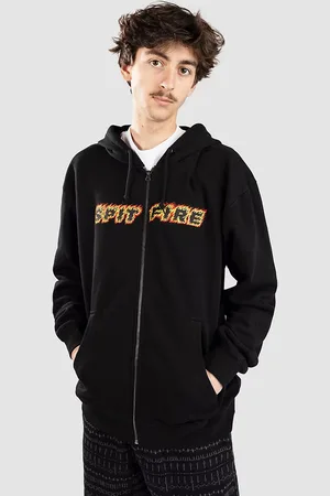 Spitfire Flames Script Felpe con Zip e Cappuccio nero