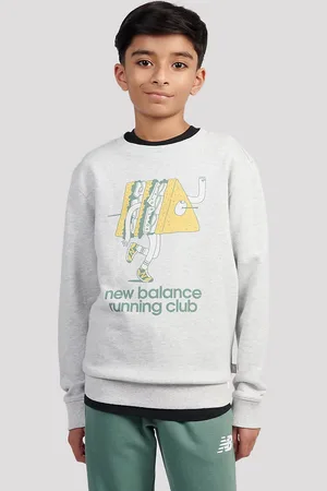 New Balance Running Club Cartoon Graphic Ft Crew Kids Felpa grigio