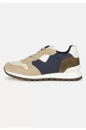 Boggi Milano Uomo Sneakers - Sneakers Navy Beige In Pelle E Tessuto Tecnico, Uomo, , Taglia: