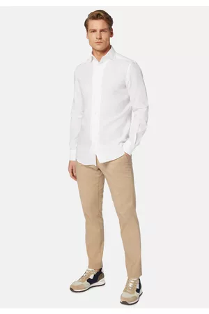 Boggi Milano Uomo Camicie casual - Camicia Bianca In Lino Regular Fit, Uomo, , Taglia: 37