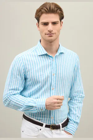 Boglioli Linen Cotton Striped Shirt - Male Shirts 42
