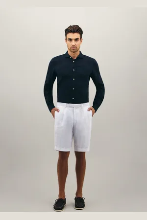 Boglioli Pleated Linen Shorts - Male Trousers 44