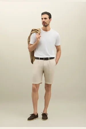 Boglioli Garment Dyed Linen Pleated Bermuda Shorts - Male Trousers 46