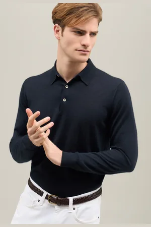 Boglioli Cashmere Silk Extra-fine Long Sleeve Polo - Male Knitwear M